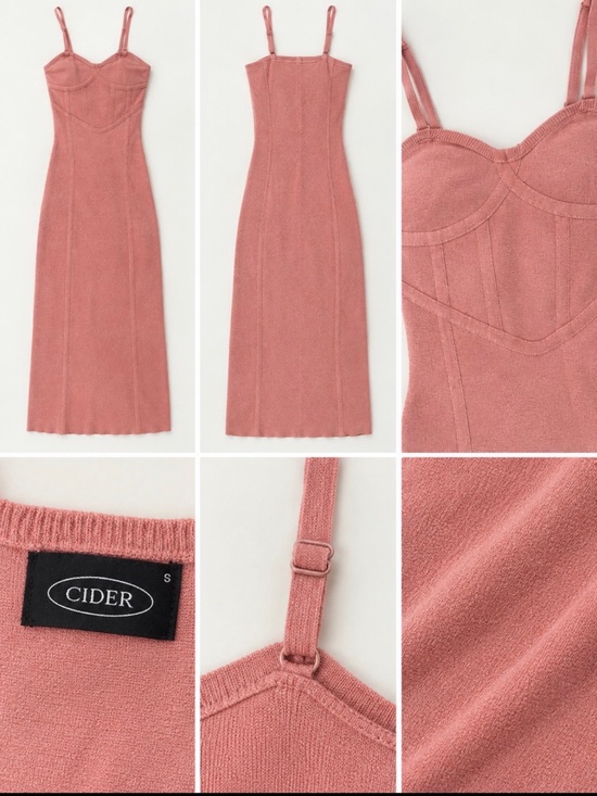 Cider Dresses & Skirts - Cider Dusty Rose Knit Midi Slip Dress